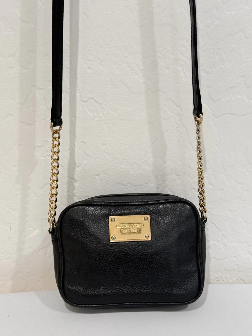 Michael Kors Black Pebbled Leather Mini Camera Crossbody Bag